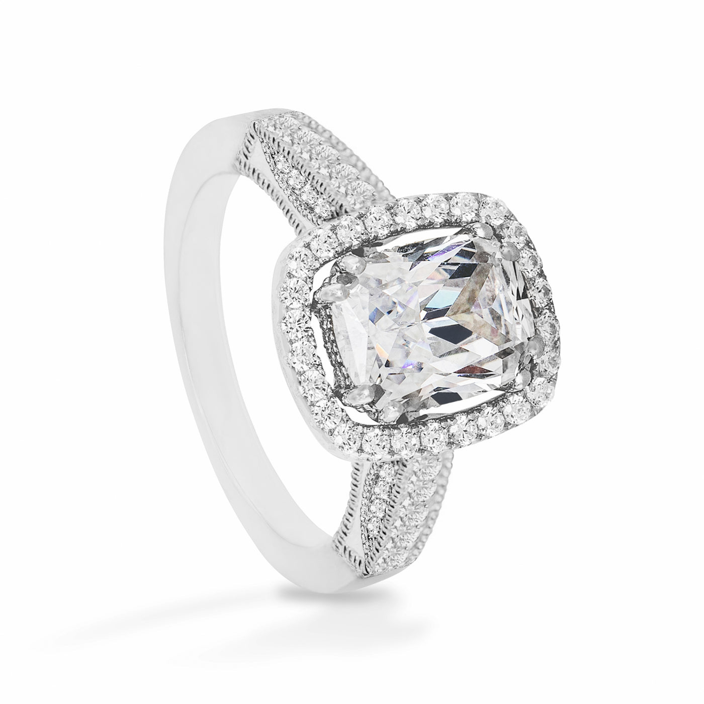 Camile Squared Solitaire Pave - Ring