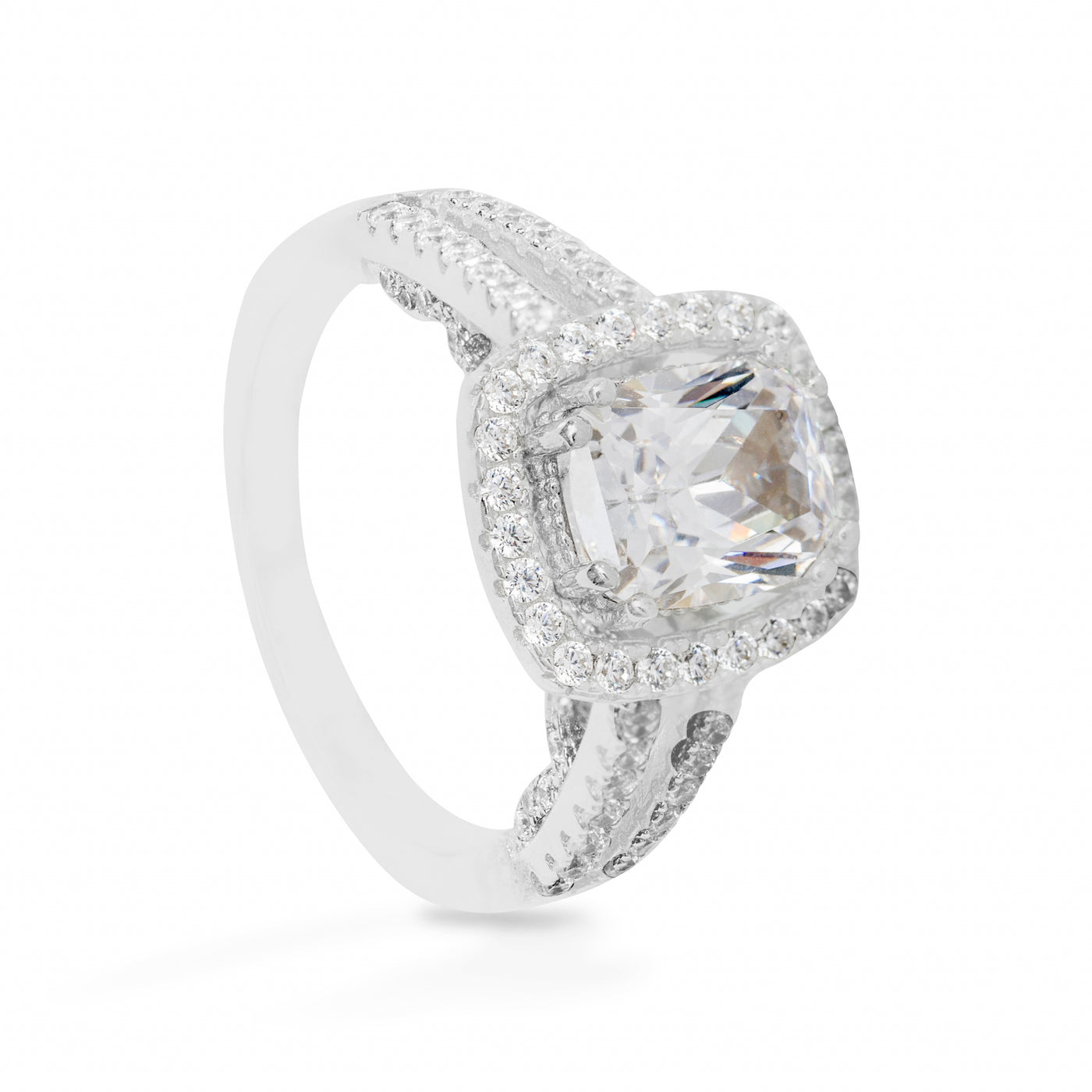 Camille Aligned Pave Solitaire - Ring