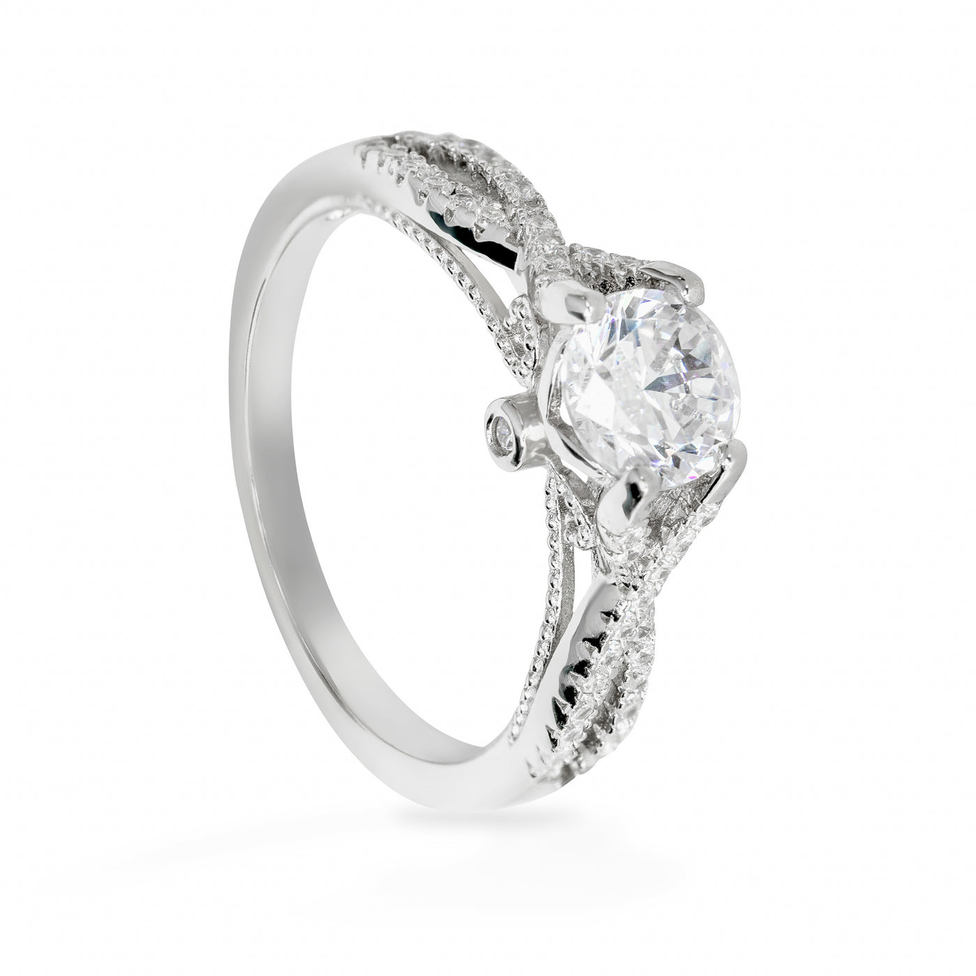 Elodie Crossover Complex Solitaire Pave - Ring