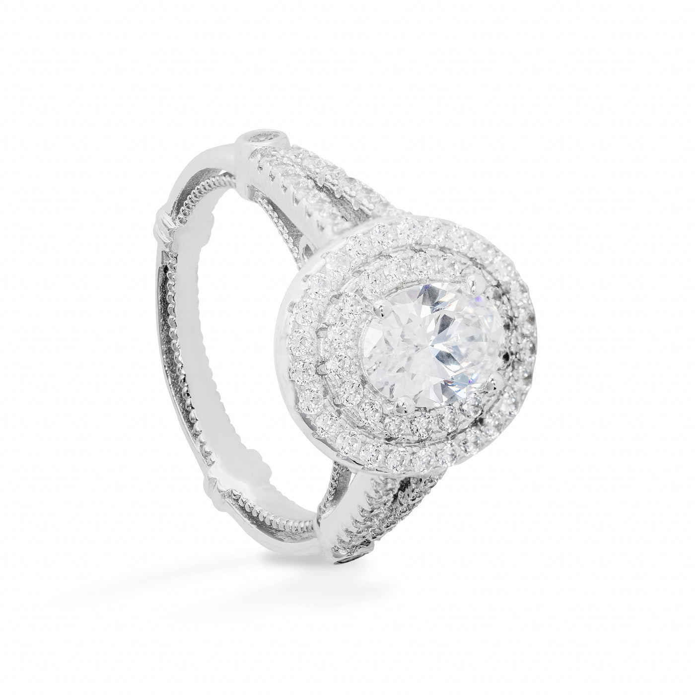 Agathe Solitaire Prong Pave - Bague