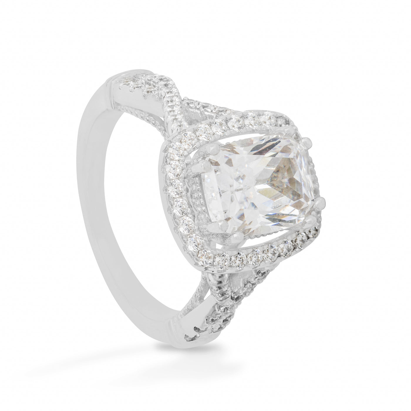 Camille Crossed Pave Solitaire - Ring
