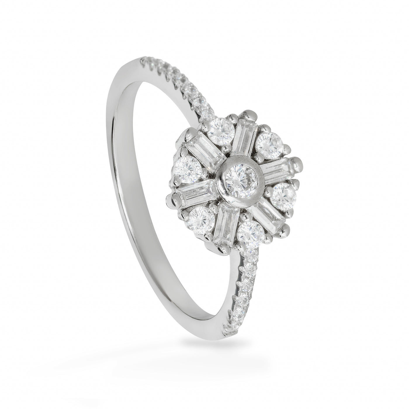 Léonie Simple Solitaire Pave - Ring