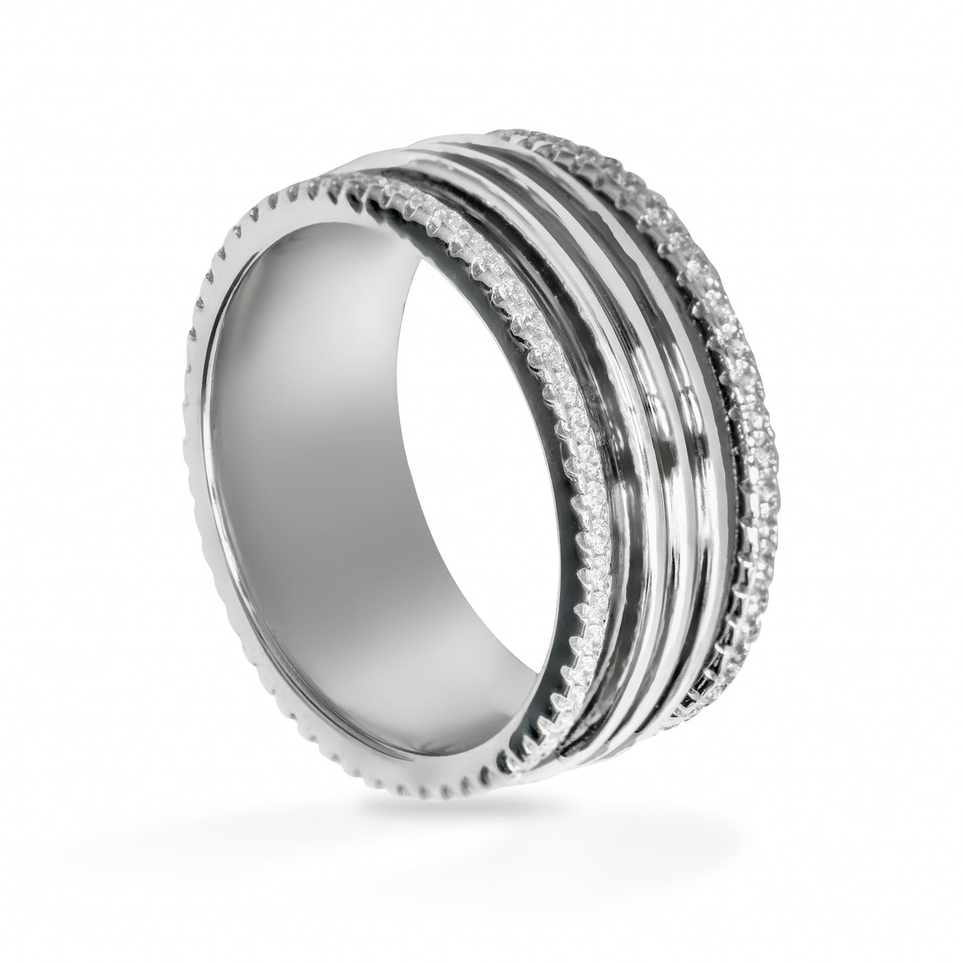 Elise Knurled Pave - Ring