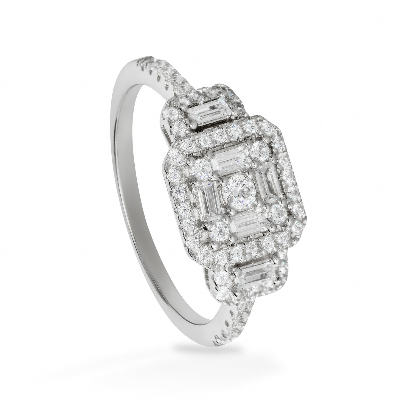 Bastian Triplet Simple Solitaire Pave - Bague