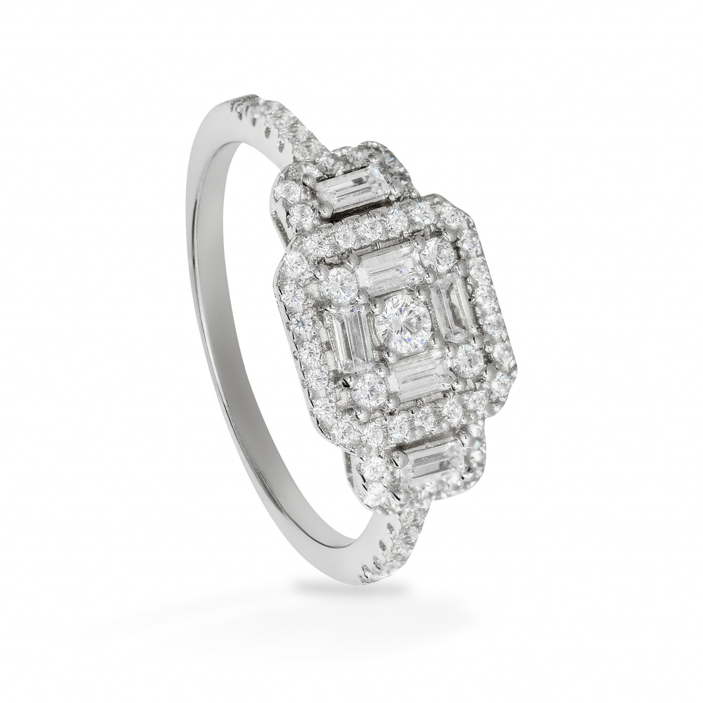 Bastian Triplet Simple Solitaire Pave - Ring