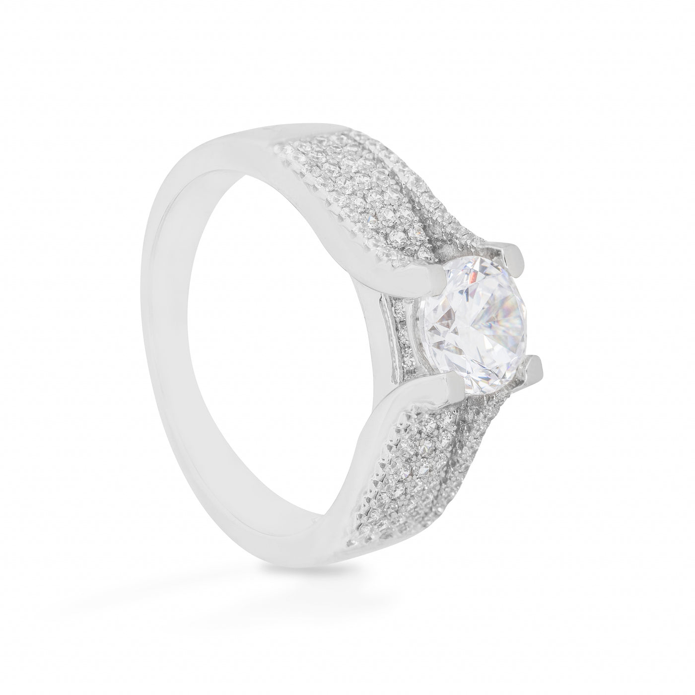 Solitaire Margaux Couronné Pavé - Bague