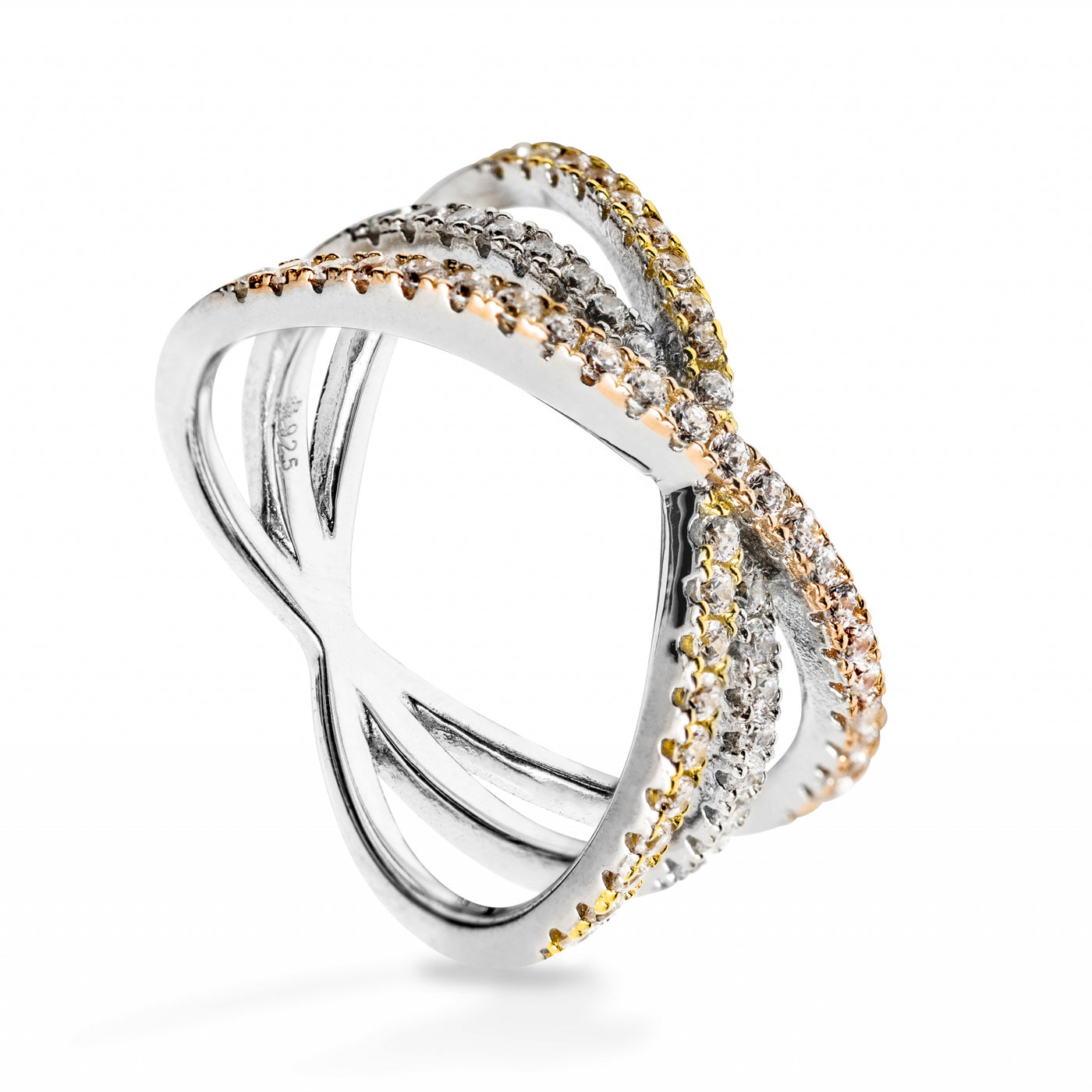 Ana Gold Crossover Triplet Pave - Bague