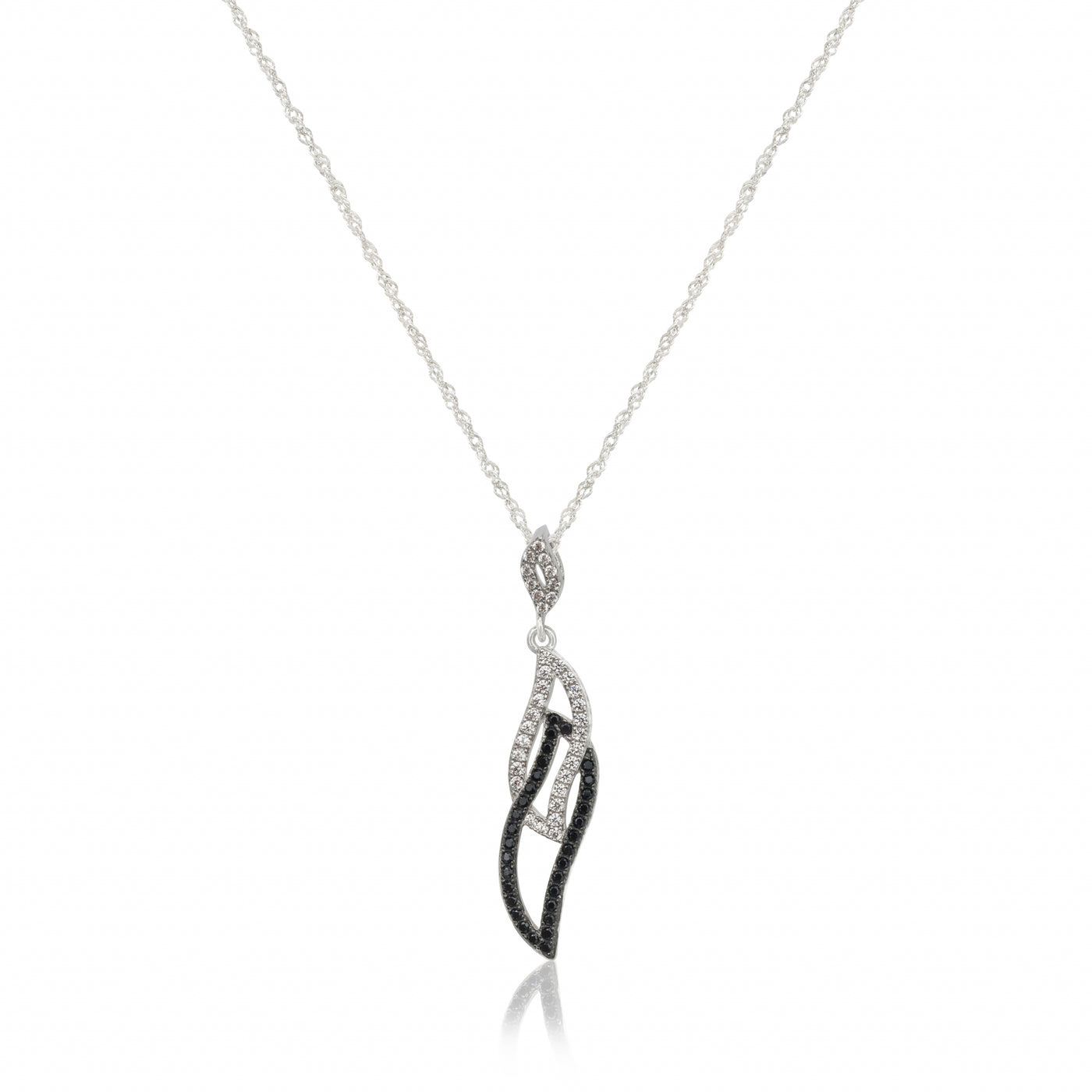 Pendulum Black and White Silver - Necklace