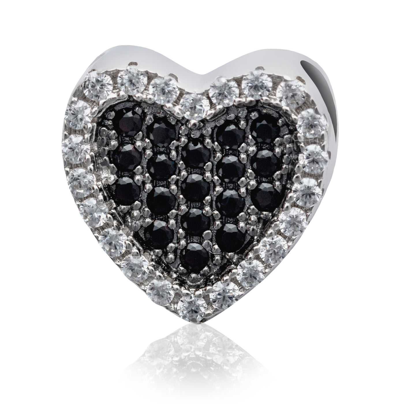 Black Dalia Heart - Silver Necklace