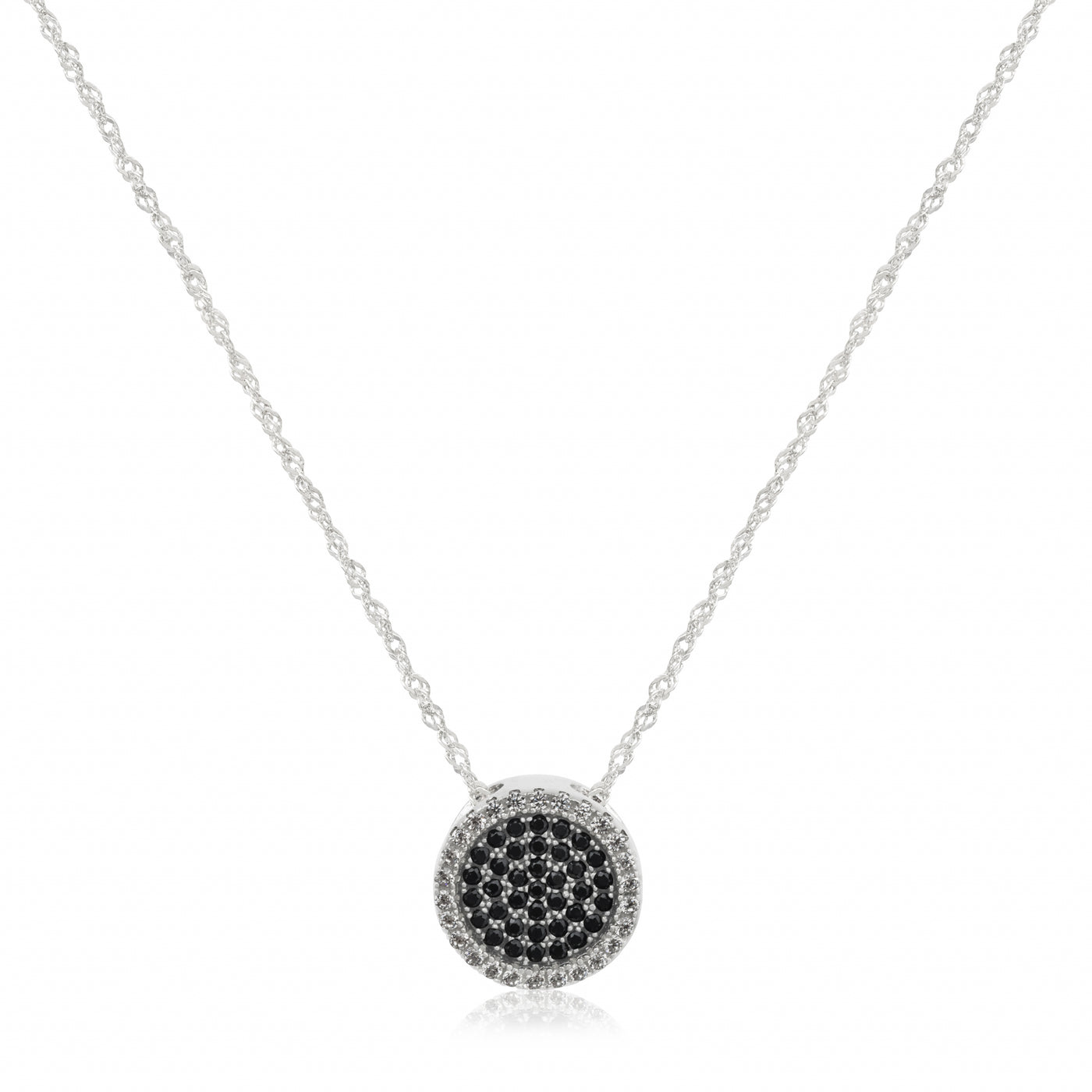 Black Dalia Circle - Silver Necklace