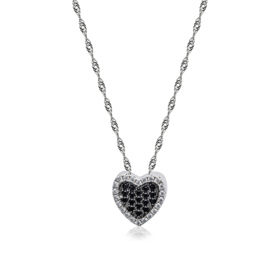 Coeur Dalia Noir - Collier Argent