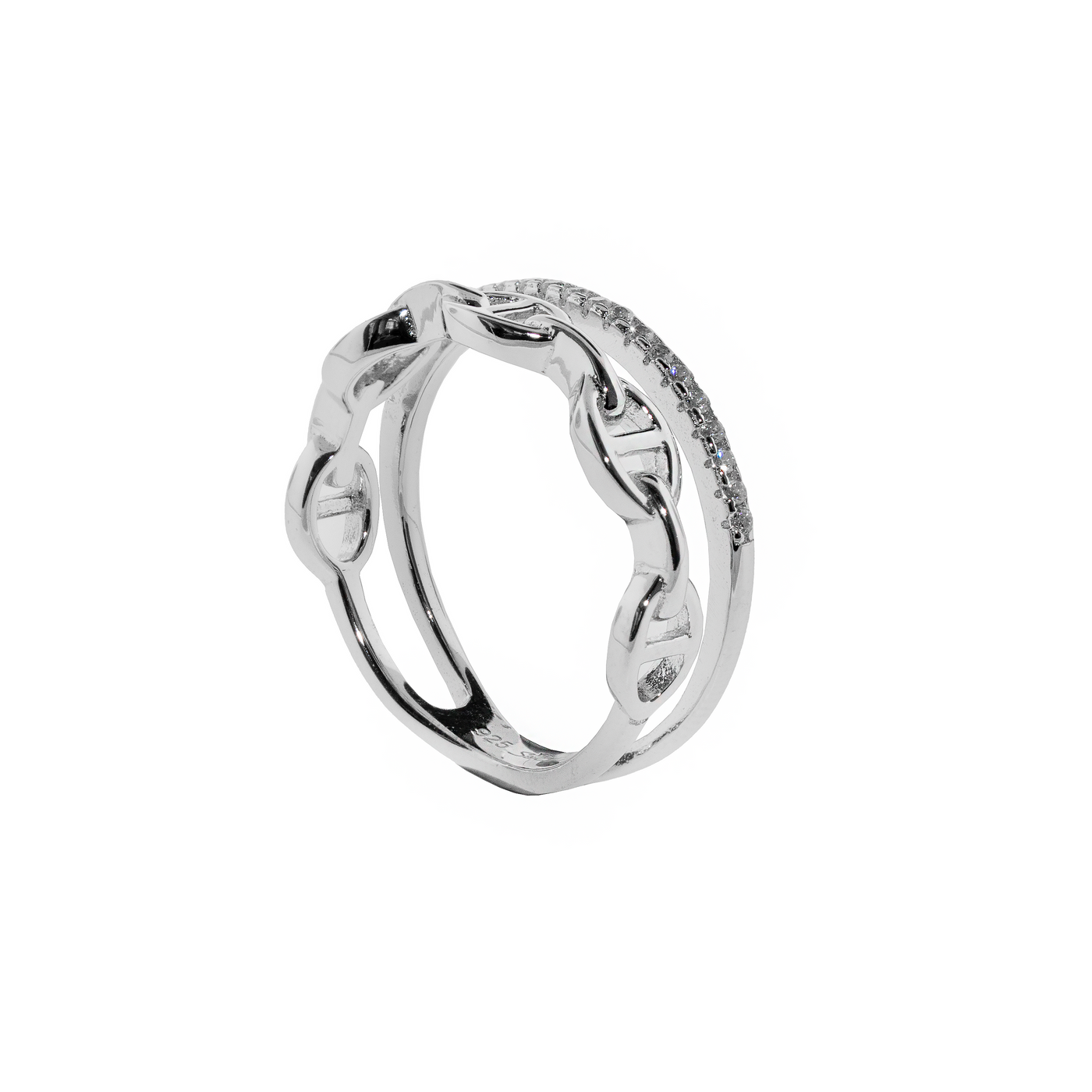 Agathe Channel Solitaire Pavé - Bague