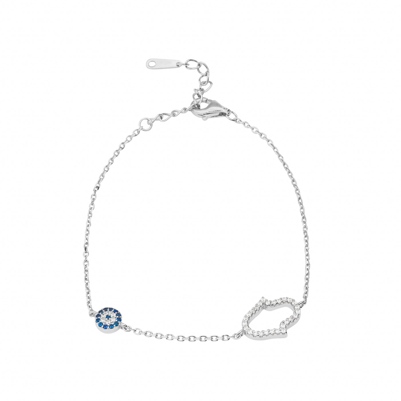 Hamsa Pavé and Blue Dot - Bangle Bracelet